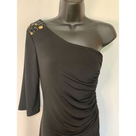 Sequin Hearts Single Shoulder Fitted Midi Dress - Picture 4 of 6